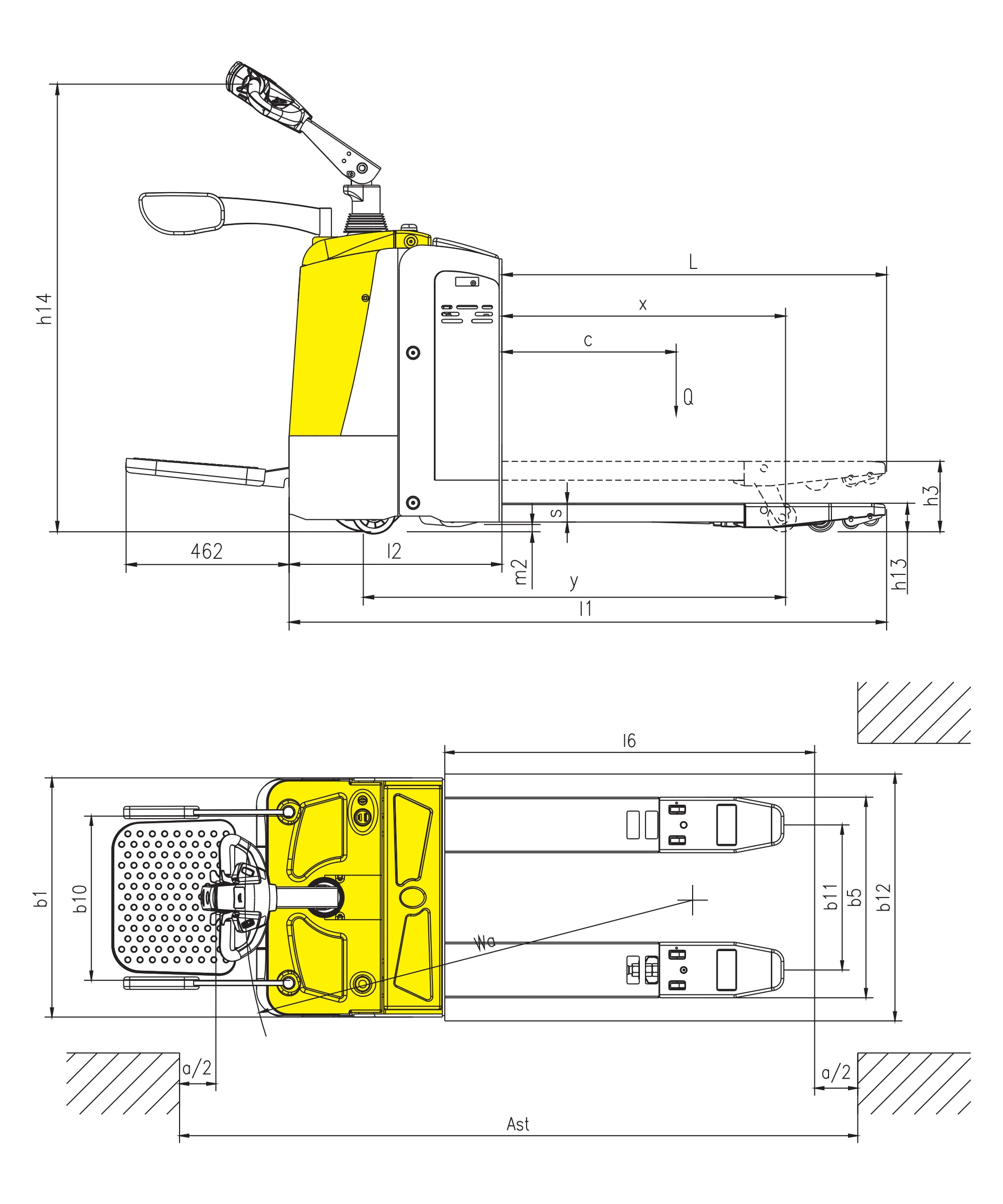 Електрична палетна количка EPV30SP 3000 kg со платформа за оператор