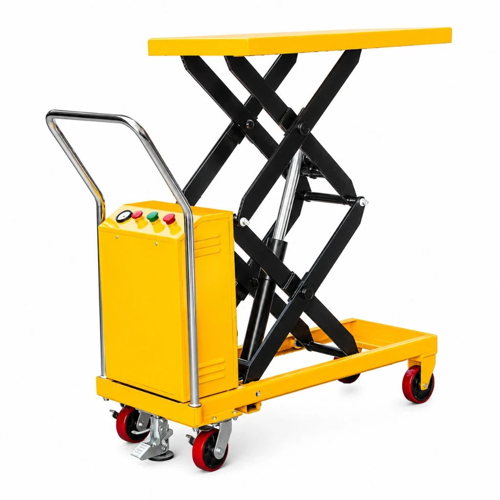 Полуелектрична мобилна подигнувачка маса со двојни ножици (PMPS350D), 350 kg, 1320 mm